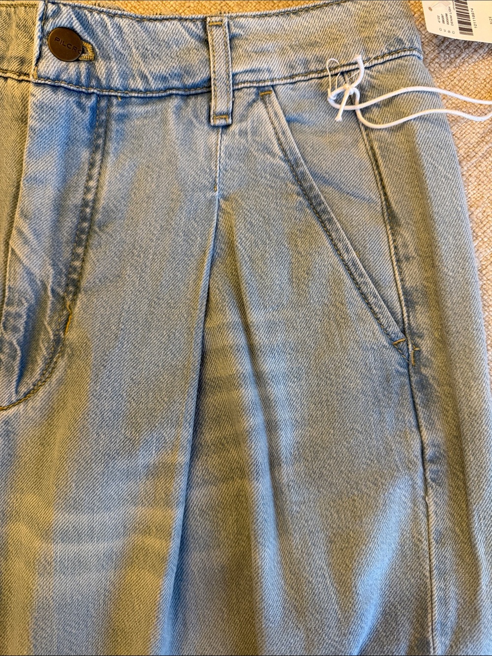 PILCRO Anthropologie High Rise Cropped Wide Leg Jeans Egg Jelly Fish Wash XS NEW - Picture 8 of 16
